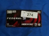 1-50ct Box of Federal 9mm 124gr FMJ