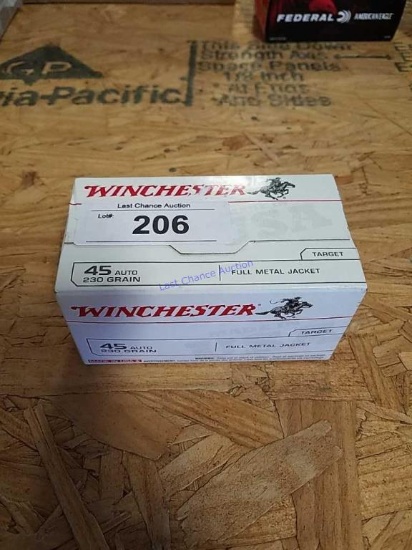 100round Box of Winchester .45Auto 230gr FMJ