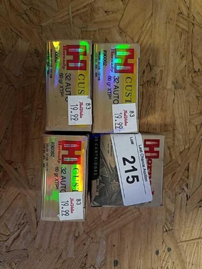 4X-25ct Hornady .32Auto 60gr XTP