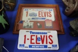 Lot of 2 Elvis Lic Plates with Homeade Frame