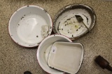 Vintage Trio of Porcelain Wash Tubs + 1 Pan