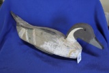 Pintail Drake Duck Decoy.  Wood and Fabric
