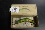 Antique Flatfish Lure in Box Frog Pattern