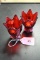 Fenton Red Glass Tulip Candle Holders