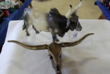 Brahma Bull and Brass Long Horn Decor Piece