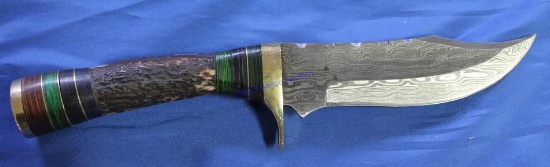 Custom Horn Handle 5" Damascus Knife