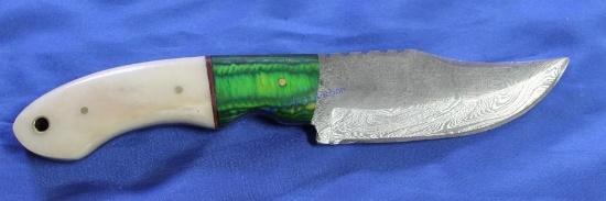 Custom Wood/Horn Handle 4" Damascus Knife