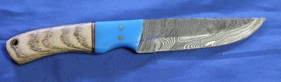 Custom Wood/Resin Handle 4" Damascus Knife