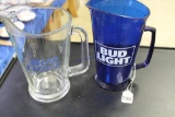 Bud Light Pitchers Clear Glass Blue Plastic