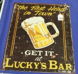 Lucky's Bar Tin Sign