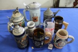 Lot of Various Steins and Mugs