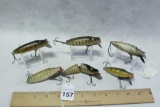 Lot of 6 Old Paw Paw River Runt Type Lures