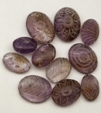 221 Carats Carved Smoke/purple Amethyst