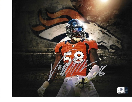 Von Miller Denver Broncos Autographed 8x10 Broncos Backround Photo w/ GA coa