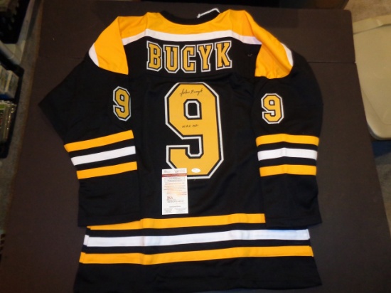 Johnny Bucyk Autographed Custom Boston Bruins Style Black Jersey w/JSA coa