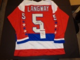 Rod Langway Autographed Custom Washington Capitals Style Jersey w/ JSA coa