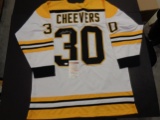 Gerry Cheevers Autographed Custom Boston Bruins Style White Jersey w/ JSA coa
