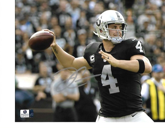 Derek Carr Oakland Raiders Autographed 8x10 Photo Throwing Pic w/GA coa landscape