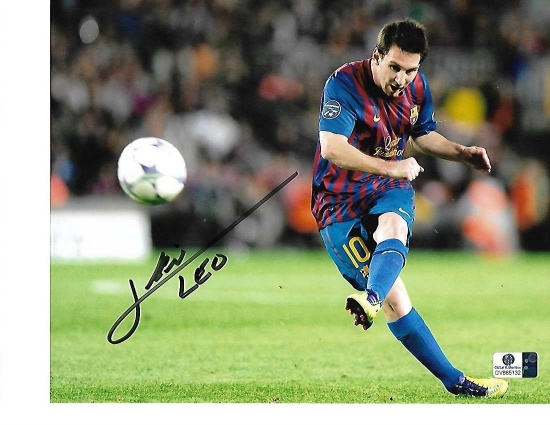 Lionel Messi FC Barcelona Autographed 8x10 Photo w/GA coa