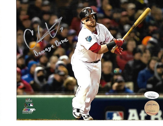 Christian Vazquez Boston Red Sox Autographed 8x10 Incr DAMAGE DONE Photo w/ JSA W coa