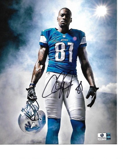 Calvin Johnson Detroit Lions Autographed 8x10 White Smoke Photo w/GA coa  MEGATRON