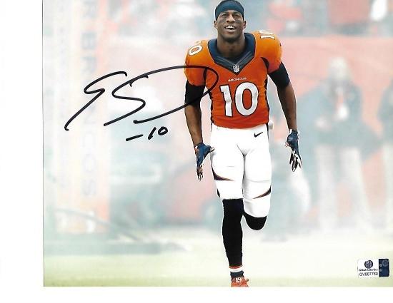 Emmanuel Sanders Denver Broncos Autographed 8x10 White Smoke Photo w/GA coa