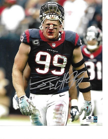 J.J. Watt Houston Texans Autographed 8x10 Bloody Face Photo w/GA coa