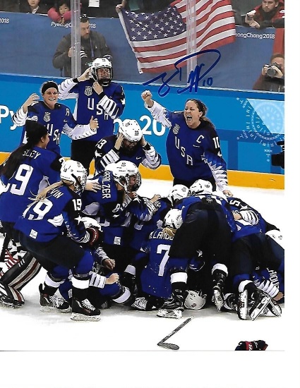 Meghan Duggan USA Womans Hockey Team Autographed 8x10 Celebration Photo w/NEP coa