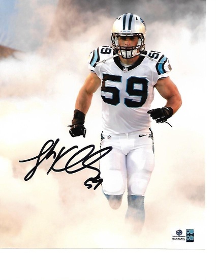 Luke Kuechly Carolina Panthers Autographed 8x10 White Smoke Photo  w/GA coa