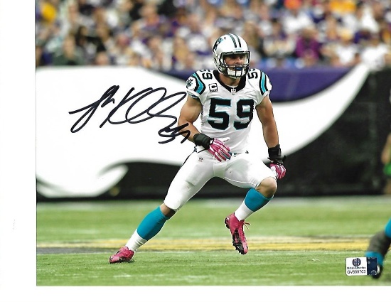 Luke Kuechly Carolina Panthers Autographed 8x10 White Jersey Photo  w/GA coa