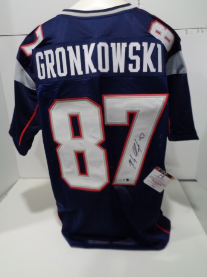 Rob Gronkowski New England Patriots Autographed Custom Home Blue Style Jersey w/GA coa