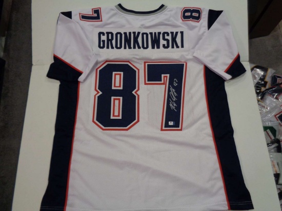 Rob Gronkowski New England Patriots Autographed Custom Road White Style Jersey w/GA coa