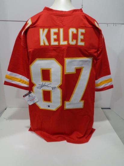 Travis Kelce Kansas City Chiefs Autographed Custom Home Red Style Jersey w/GA coa