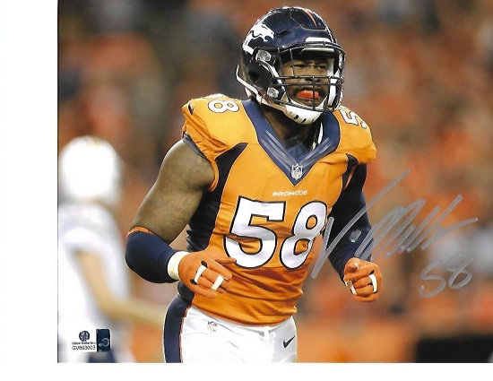 Von Miller Denver Broncos Autographed Running In Orange 8x10 w/ GA coa