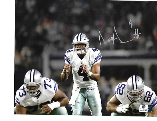 Dak Prescott Dallas Cowboys Autographed 8x10 At the Line Photo w/GA coa
