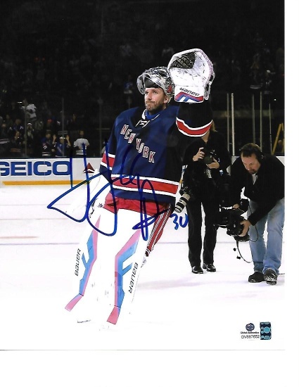 Henrik Lundqvist New York Rangers Autographed 8x10 3 Star Photo w/GA coa