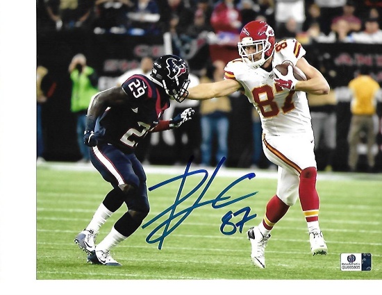 Travis Kelce Kansas City Chiefs Autographed 8x10 Stiff Arm Photo w/GA coa