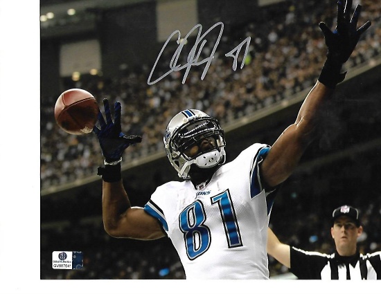 Calvin Johnson Detroit Lions Autographed 8x10 TD Celebration Photo w/GA coa  MEGATRON