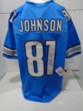 Calvin Johnson Detroit Lions Autographed Custom Home Blue Style Jersey w/GA coa
