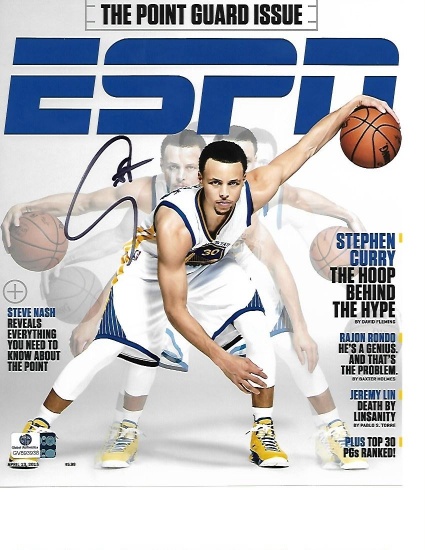 Stephen Curry Golden State Warriors Autographed 8x10 ESPN Photo w/GA coa