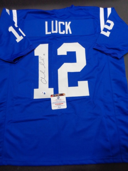 Andrew Luck Indianapolis Colts Autographed Custom Home Blue Style Jersey w/GA coa