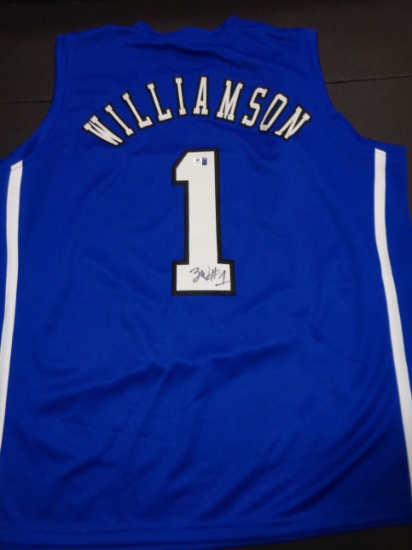 Zion Williamson Duke Blue Devils Autographed Custom Road Blue Style Jersey w/GA coa  NCAA
