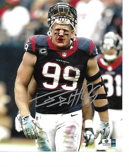 J.J. Watt Houston Texans Autographed 8x10 Bloody Face Photo w/GA coa