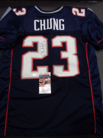 Patrick Chung New England Patriots Autographed Custom Home Blue Style Jersey w/JSA W coa