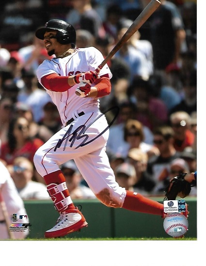 Mookie Betts Boston Red Sox Autographed 8x10 Regular Season Hitting Photo w/GA coa