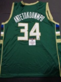 Giannis Antetokounmpo Milwaukee Bucks Custom Home Green Style Jersey w/GA coa