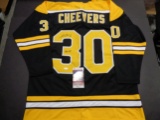 Gerry Cheevers Boston Bruins Autographed Custom Home Black Style Jersey w/JSA W coa