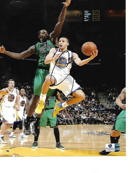 Stephen Curry Golden State Warriors Autographed 8x10 Layup vs Celtics Photo w/GA coa