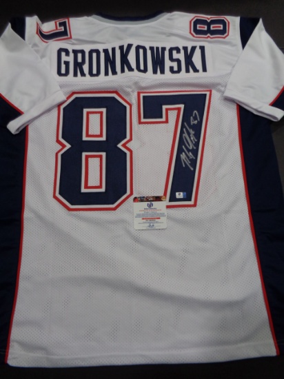 Rob Gronkowski New England Patriots Autographed Custom Road White Style Jersey w/GA coa