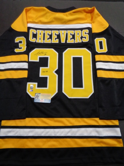 Gerry Cheevers Boston Bruins Autographed Custom Home Black Style Jersey w/Full Time coa